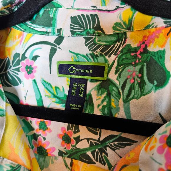 C Wonder tropical beach floral print button down sleeveless blouse sz 22W - Picture 5 of 5